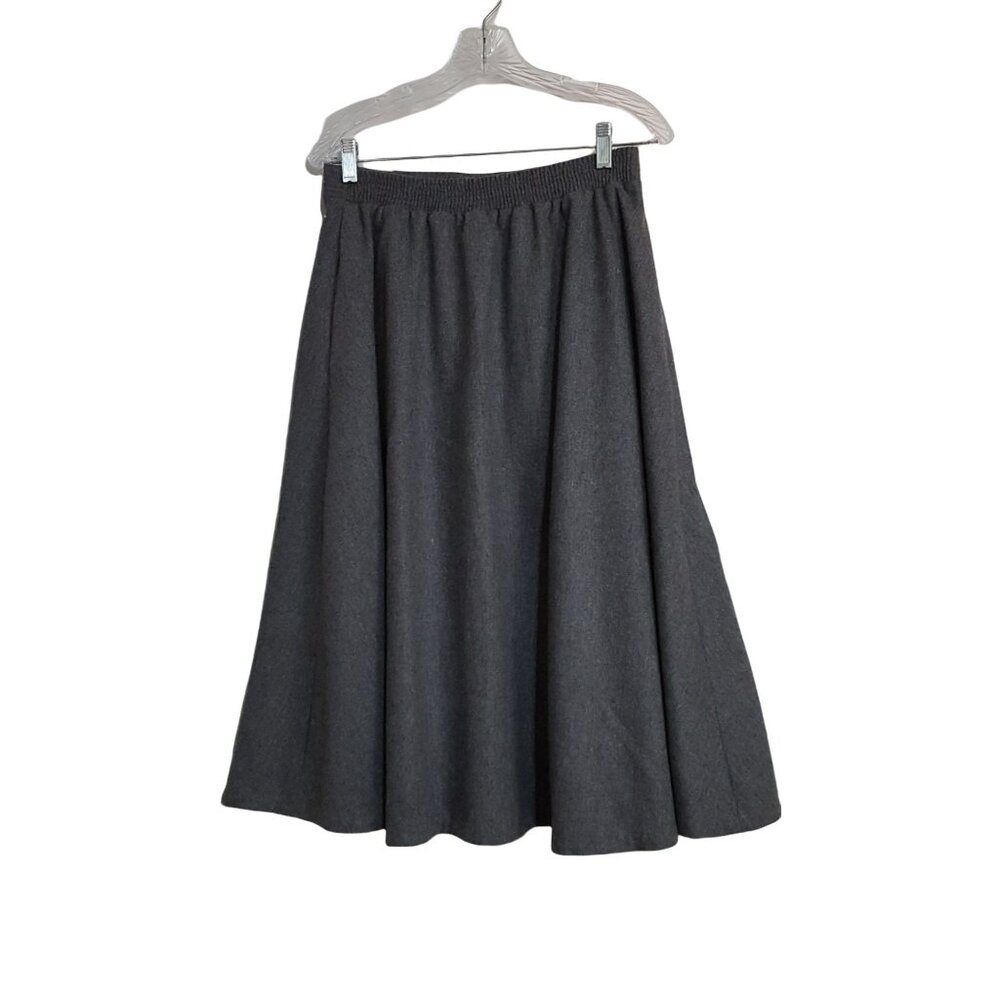 Summit Sportswear skirt Vintage wool blend gray button front A-Line Midi Pockets - Picture 6 of 9